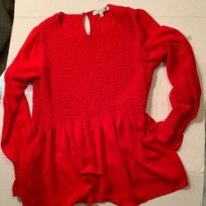 Red raffle  baby doll shirt